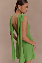 Wynter Scarf Draped Mini Dress - Green