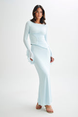 Stevie Bell Sleeve Slinky Top - Sky Blue