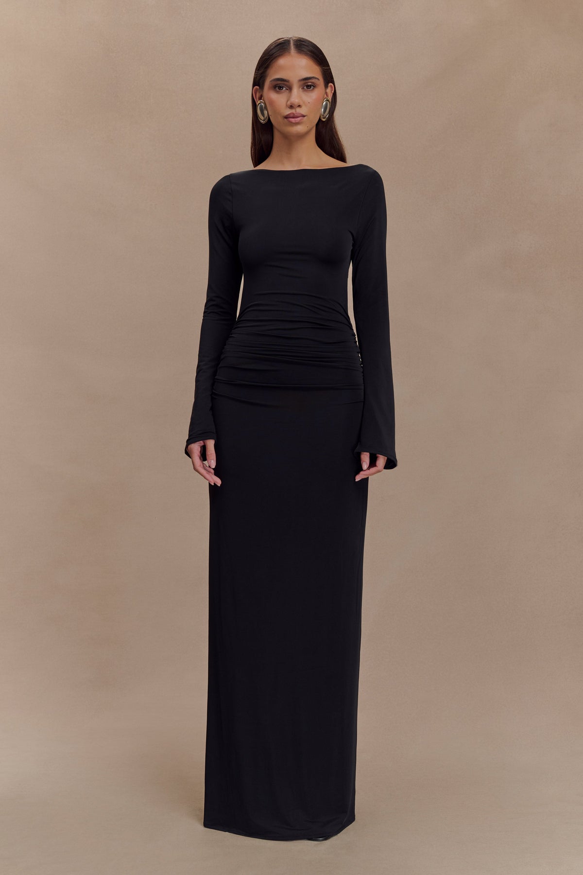 Vienna Slinky Cut Out Maxi Dress - Black