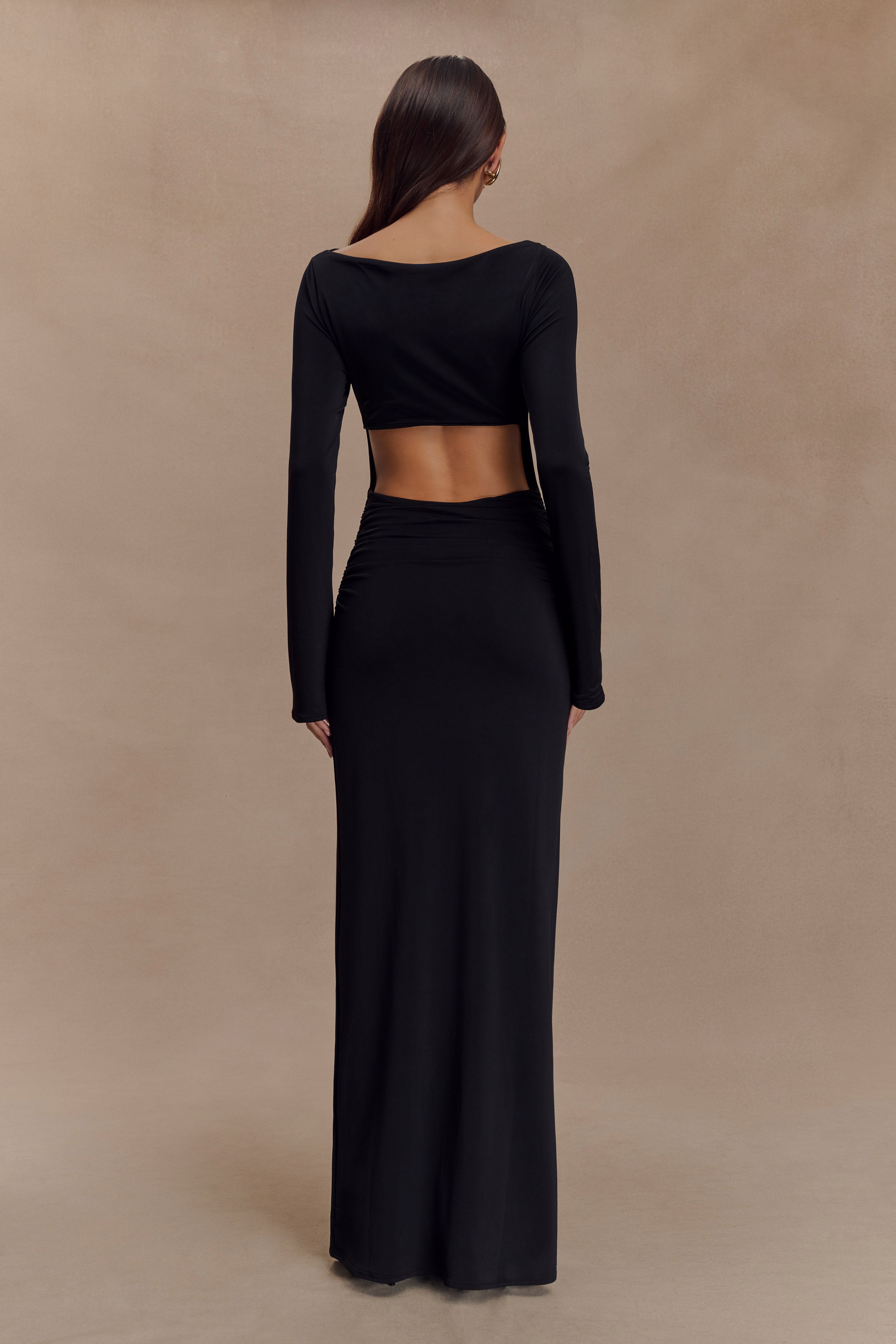 Vienna Slinky Cut Out Maxi Dress - Black