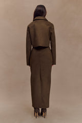 Hayes Faux Suede Midi Skirt - Chocolate