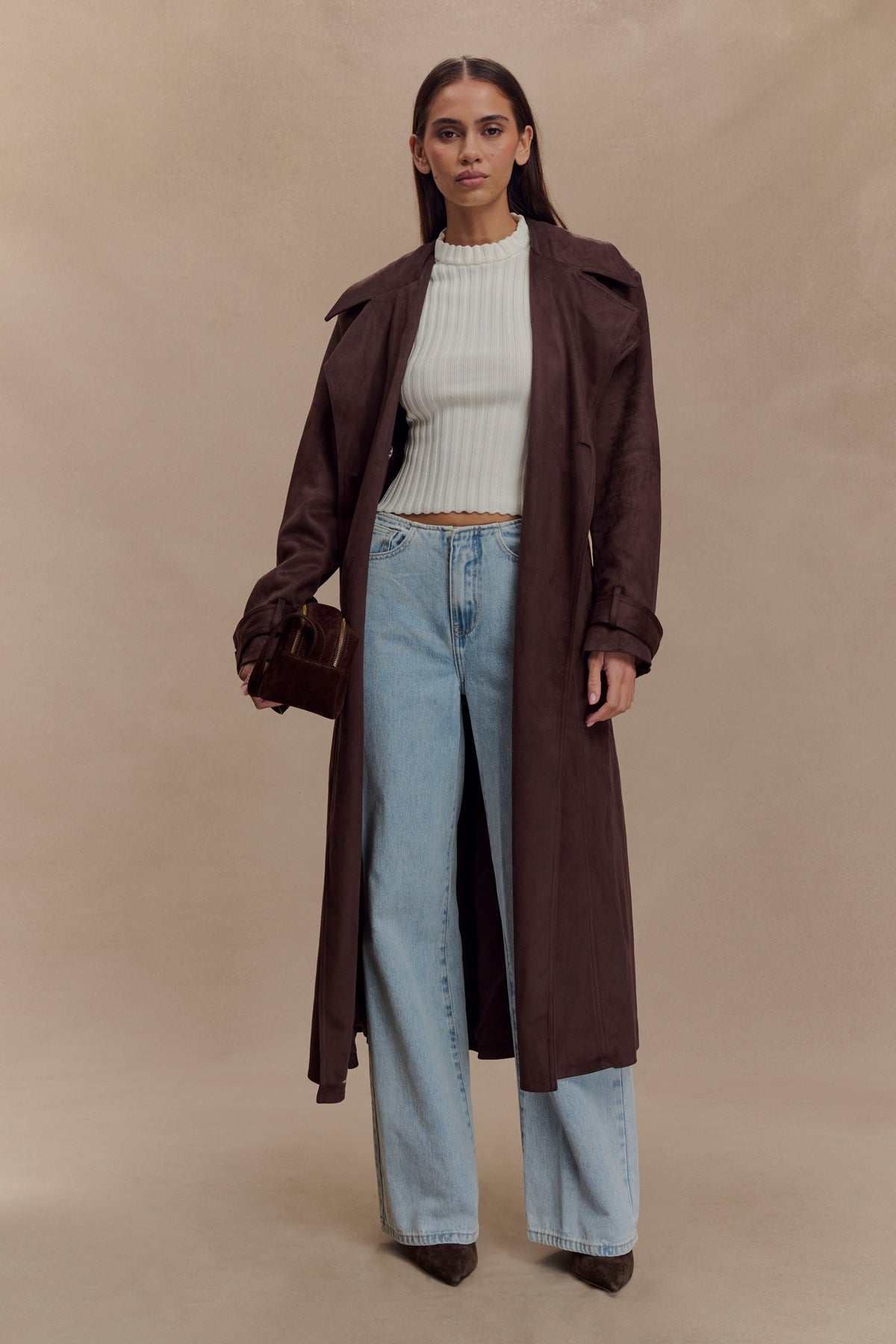 Marc Faux Suede Coat - Cocoa Chocolate