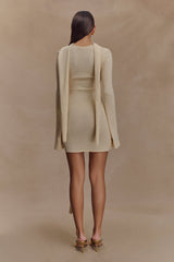 Taron Knit Mini Dress With Scarf - Cream
