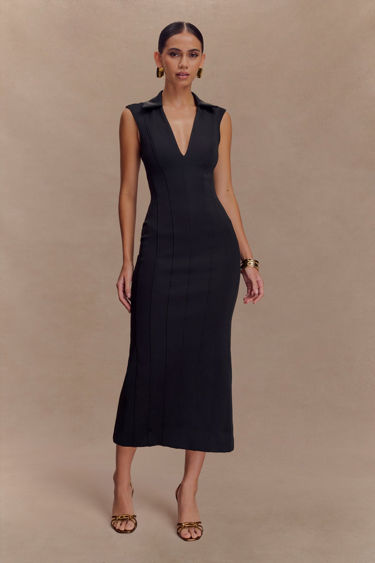 Keagan Sleeveless Midi Dress - Black