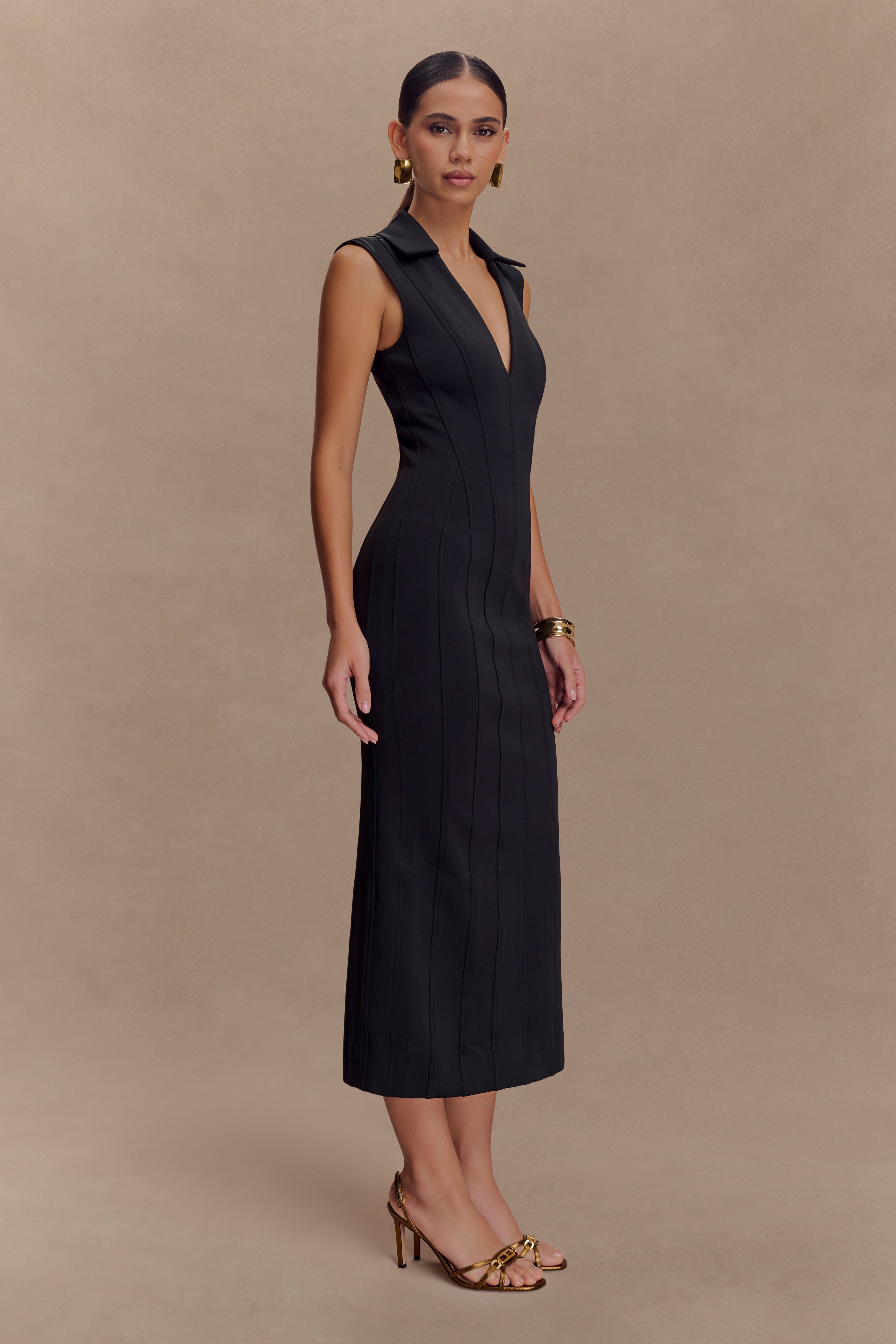 Keagan Sleeveless Midi Dress - Black
