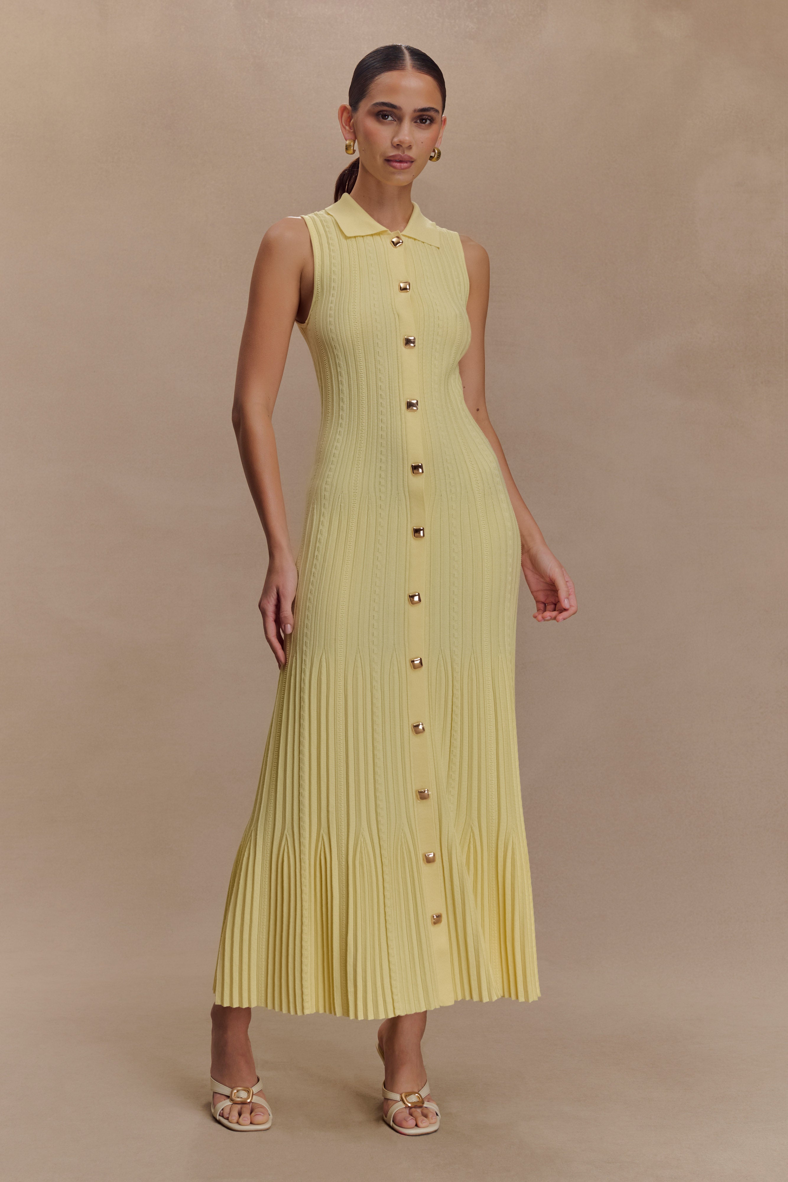 Margie Sleeveless Knit Midi Dress - Lemon