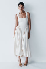 Sharon Scuba Jersey Midi Dress - Ivory