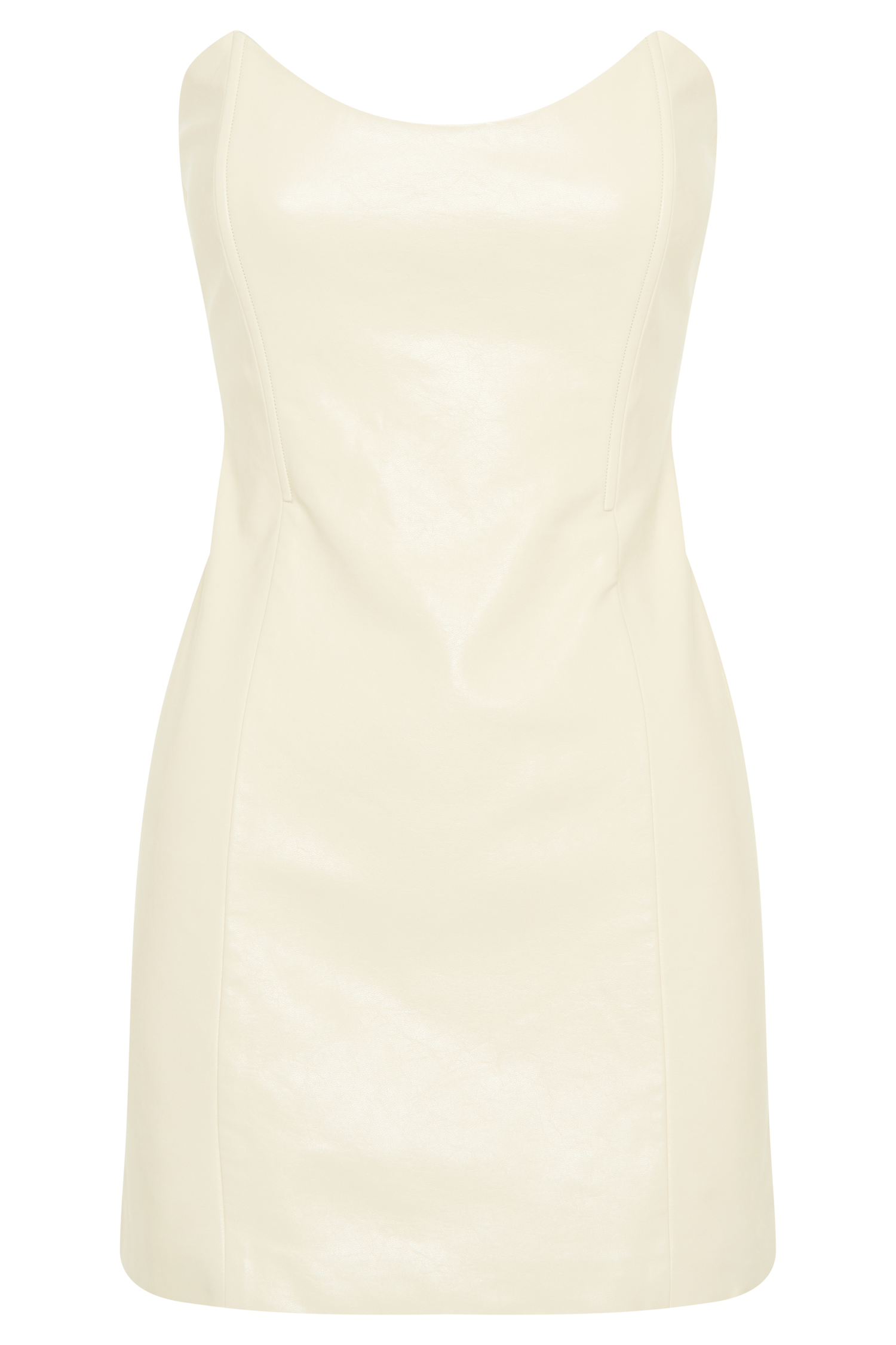 Sophie Faux Leather Strapless Mini Dress - Bone