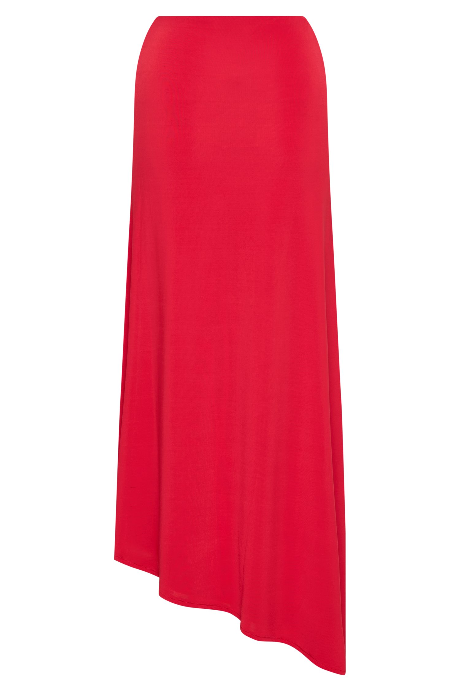 Bea Asymmetrical Slinky Maxi Skirt - Pomegranate