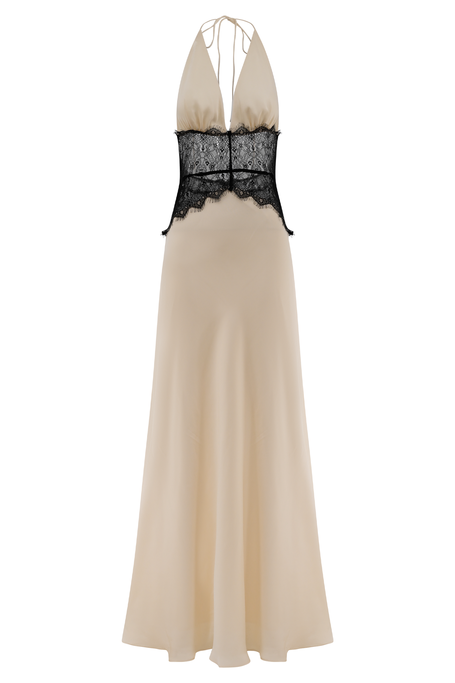 Dinah Lace And Satin Maxi Dress - Black/Ivory