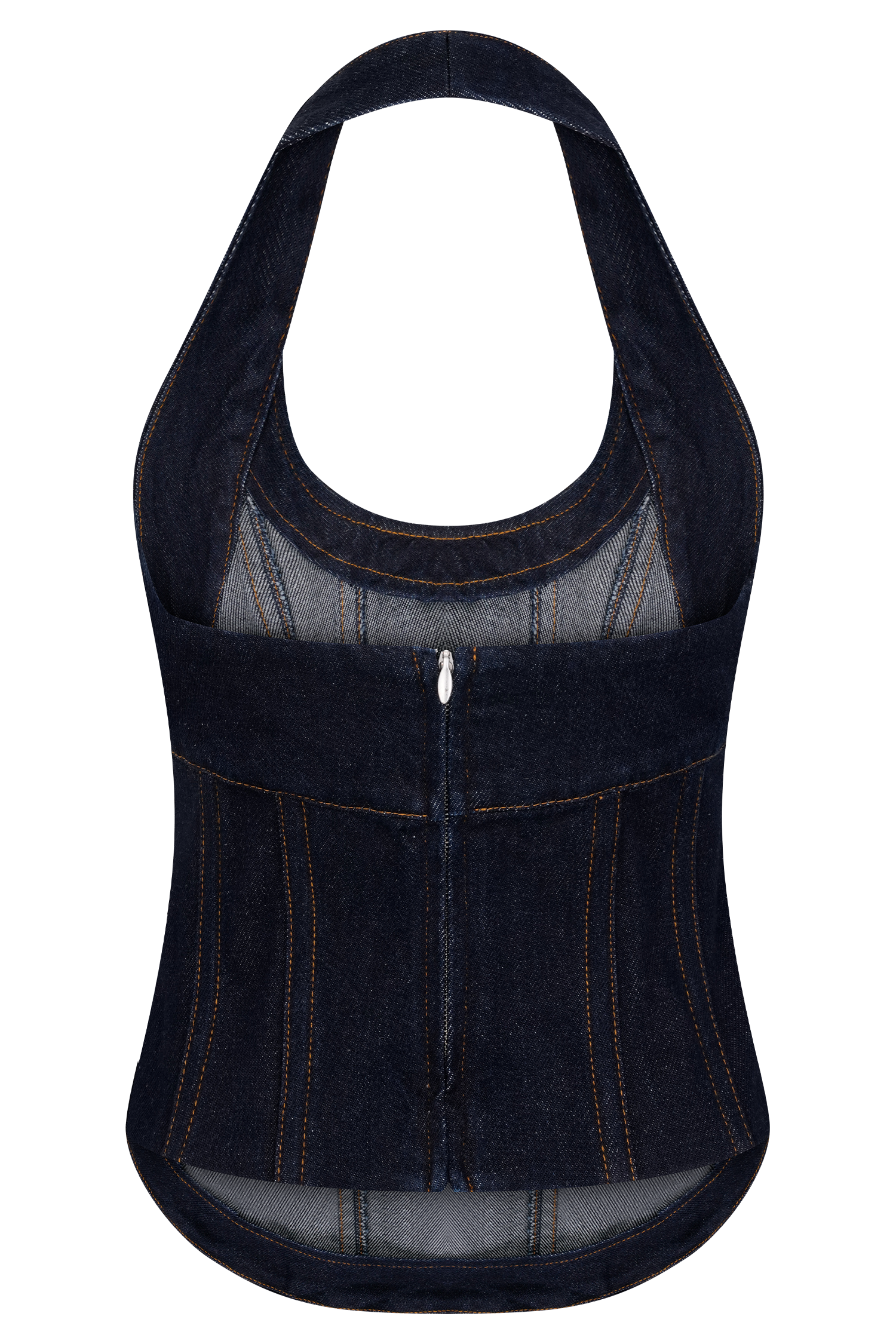 Meadow Denim Corset Halter Top - Indigo Blue