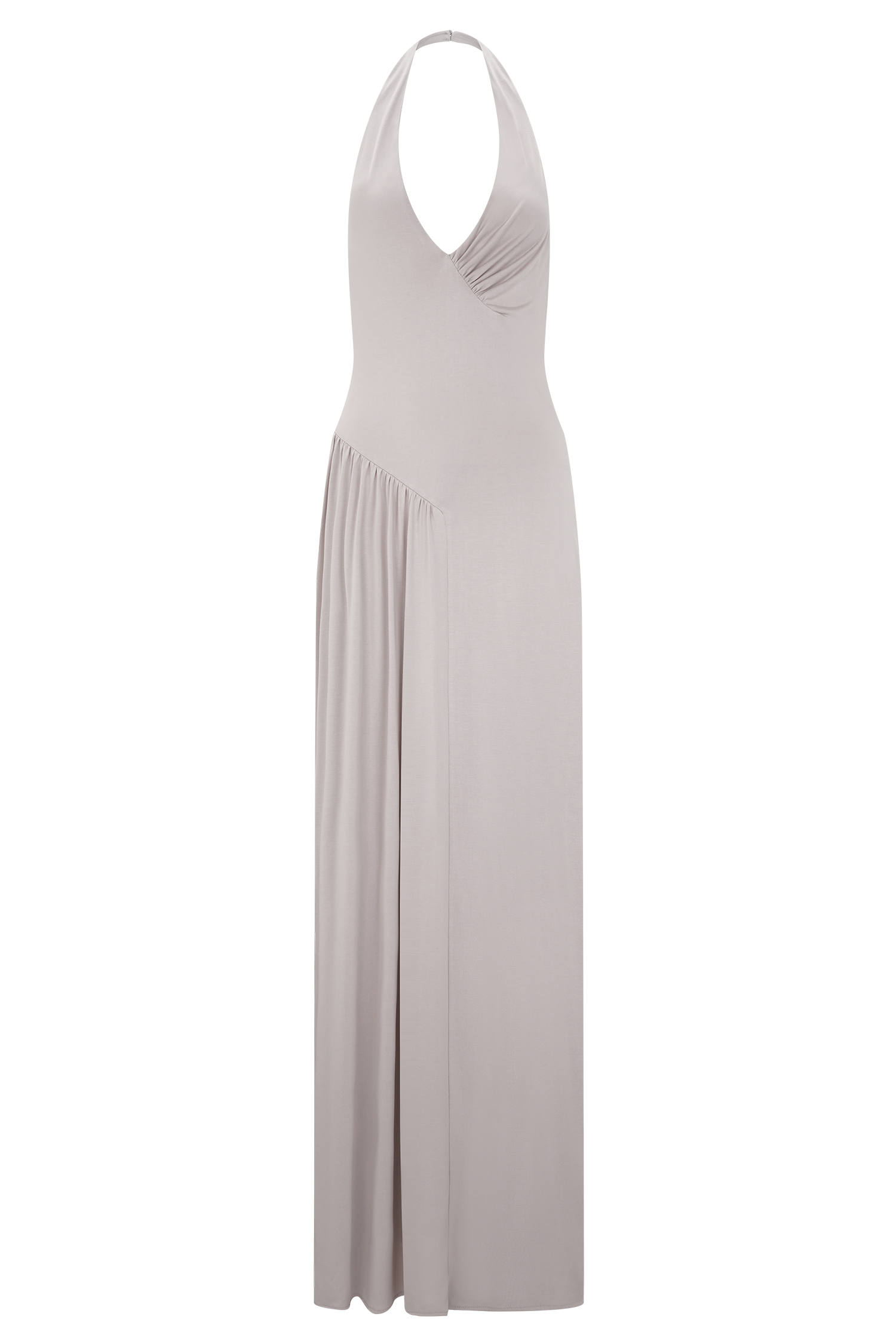 Yelena Ruched Halter Maxi Dress - Taupe