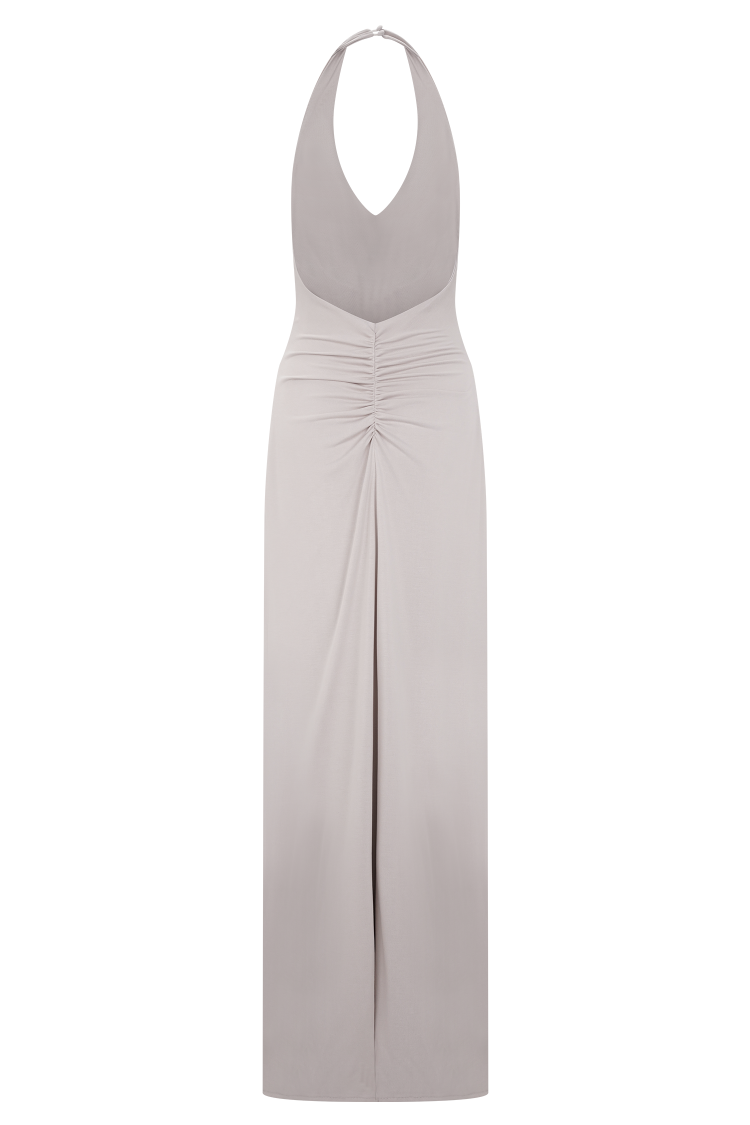 Yelena Ruched Halter Maxi Dress - Taupe