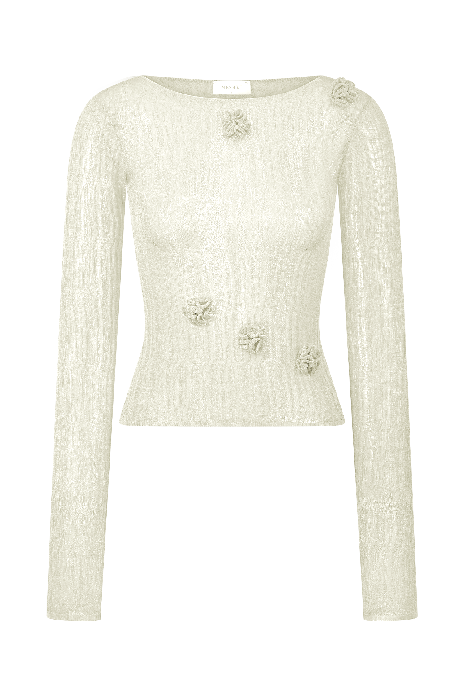 Orianna Orchid Long Sleeve Knit Top - Ivory