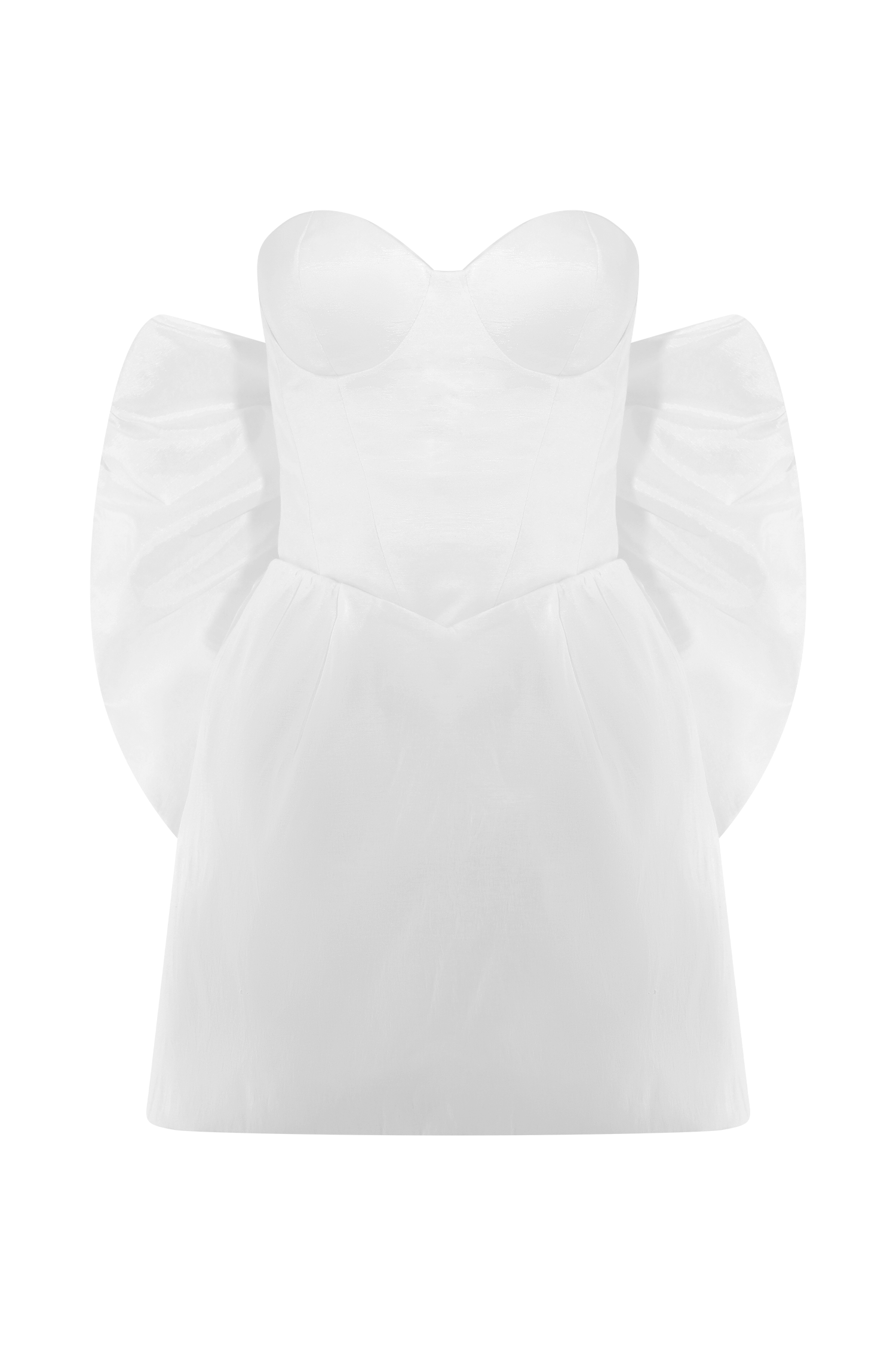 Suzette Taffeta Bow Mini Dress - White